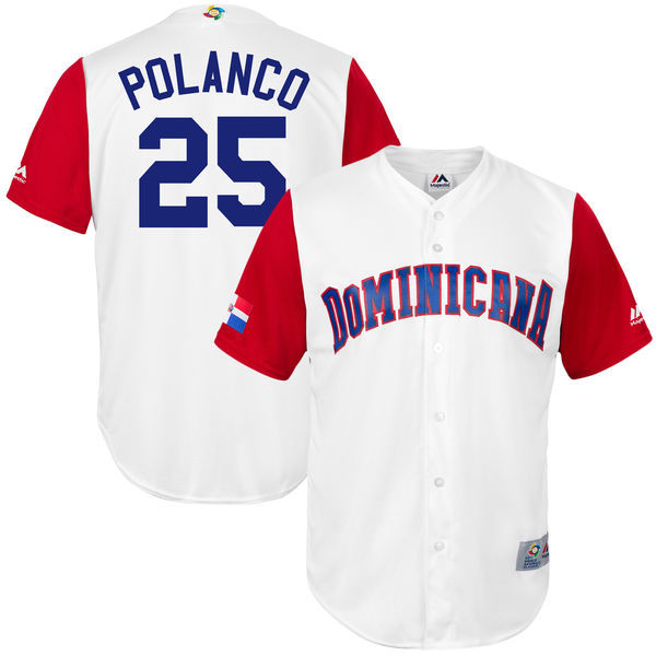 customized Men Dominican Republic Baseball #25 Gregory Polanco White 2017 World Baseball Classic Replica Jersey->more jerseys->MLB Jersey